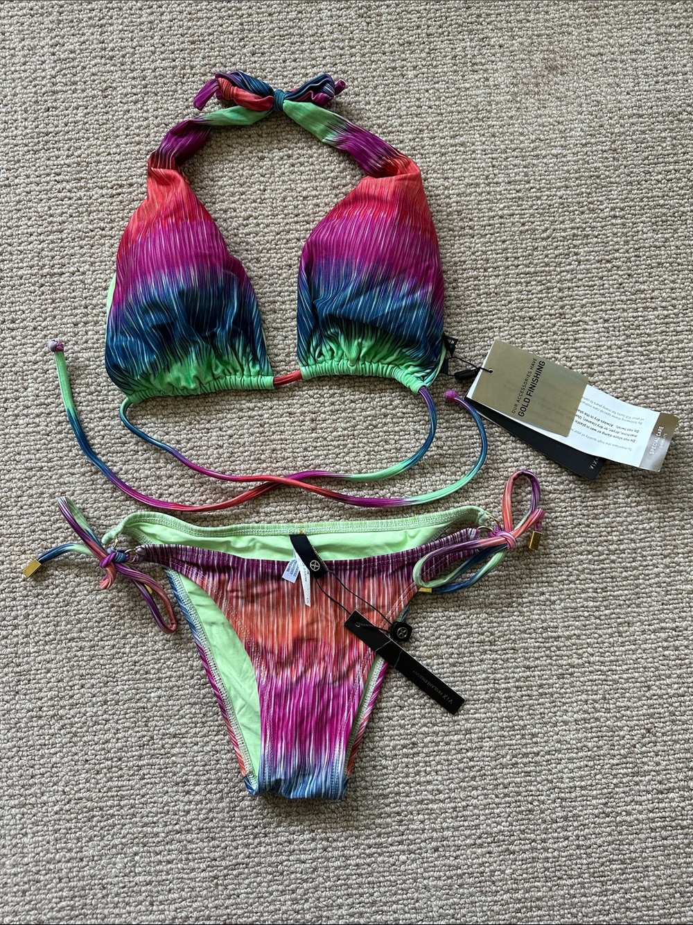 Tie-Dye Multicolor Halter Bikini Set - Women